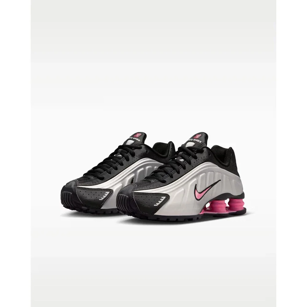 Nike Shox R4 CW2626-006 Sneakers Kids Black Pink Lace Up Lifestyle Shoes LIQ1179